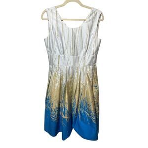 Marvin Richards Women's Size 6 White Blue Sleeveless Mini Dress Pockets